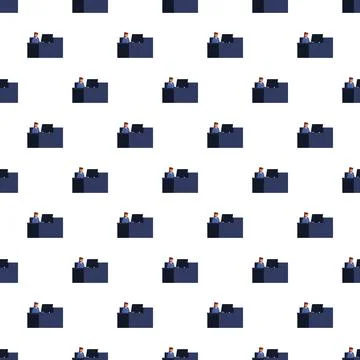Business people working on computers seamless pattern Illustrazione stock