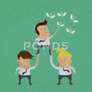 Business people working as a team to grab the money , eps10 vector format Stock Illustration
