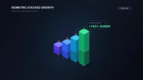 Business performance analytics with 3d stacked growth bars Stock Footage 343920054