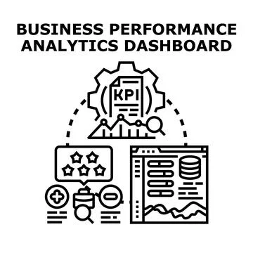 Business performance analytics dashboard tracking key indicators Stock Illustration