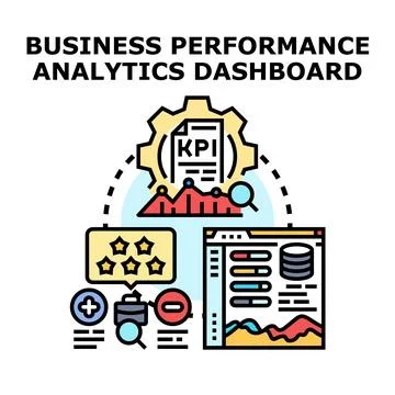 Business performance analytics dashboard tracking key indicators Stock Illustration