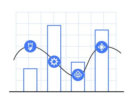 Business Performance Analytics with Graphs and Data Insights Stockillustratie
