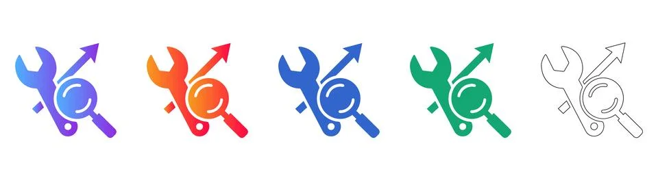 Business Performance and Analysis Tool Icons Stock Illustration