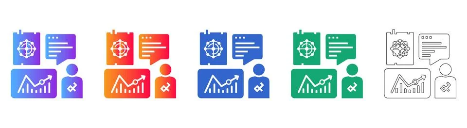 Business Performance and Data Analysis Icons Illustrazione stock