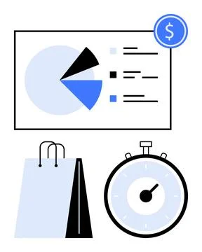 Business Performance and Efficiency Data Analysis, Time Management, and Sho.. Stock Illustration