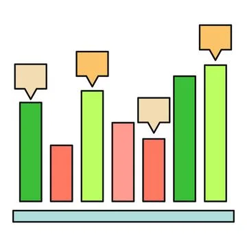 Business performance bar chart showing data analytics Stockillustratie