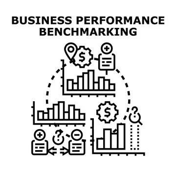 Business performance benchmarking displaying data analysis and metrics Stock Illustration