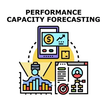 Business performance capacity forecasting data analysis Stock Illustration