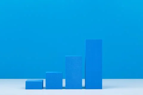 Business performance chart with rise dynamic against blue background with copy Stock Photos