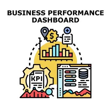 Business performance dashboard analyzing financial data Illustrazione stock