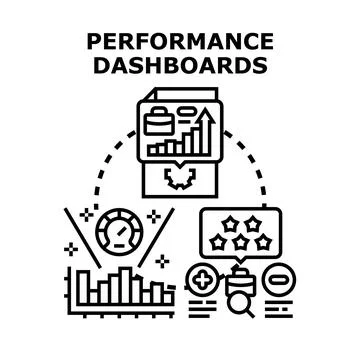 Business performance dashboards visualizing data analytics and strategy Stockillustratie