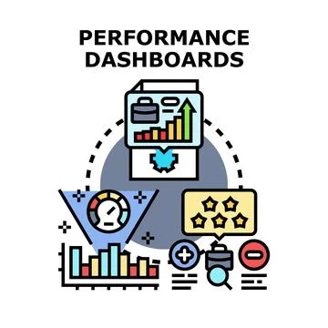 Business performance dashboards visualizing data analytics and strategy Stockillustratie