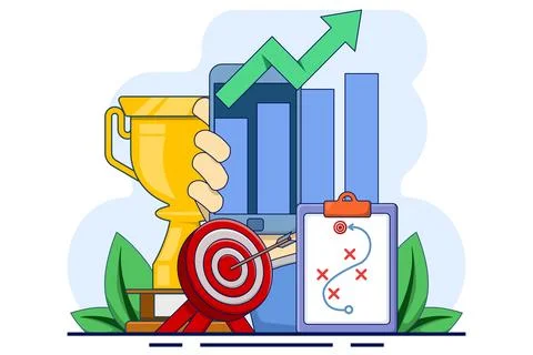 Business performance data analysis concept, search engine optimization. Stock Illustration