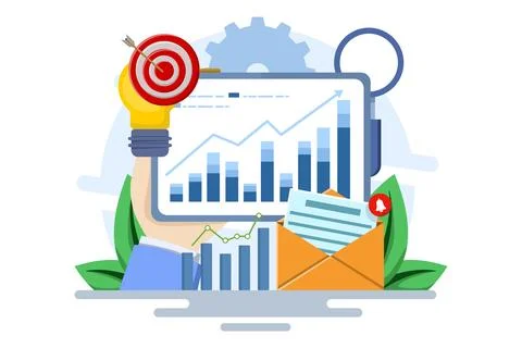 Business performance data analysis concept, Search engine optimization. Stock Illustration