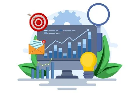 Business performance data analysis concept, Search engine optimization. 스톡 일러스트