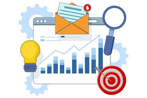 Business performance data analysis concept, Search engine optimization. Stock Illustration
