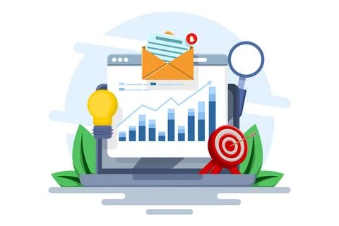 Business performance data analysis concept, Search engine optimization. Stock Illustration