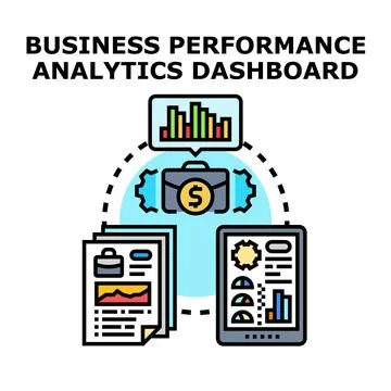 Business performance data analytics dashboard concept Illustrazione stock