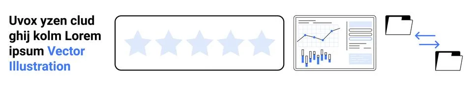 Business Performance Evaluation with Rating, Analytics, and Data Transfer Ico Stock Illustration