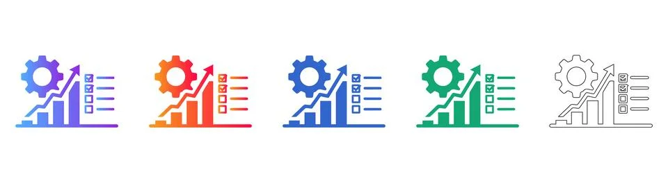 Business Performance Growth and Optimization Icons Stock Illustration
