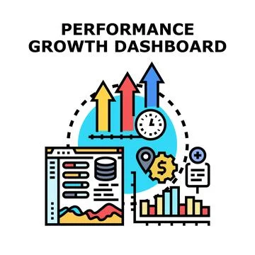 Business performance growth dashboard analyzing financial data Illustrazione stock