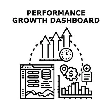 Business performance growth dashboard analyzing financial data Stockillustratie