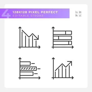 Business performance linear icons set Stock Illustration