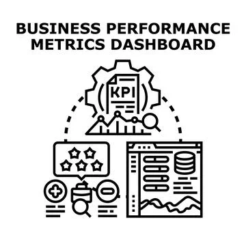 Business performance metrics dashboard exploring data analysis Stock Illustration