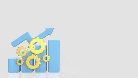 Business Performance Optimization Concept with Gears and Growth Chart 3d re.. 스톡 일러스트