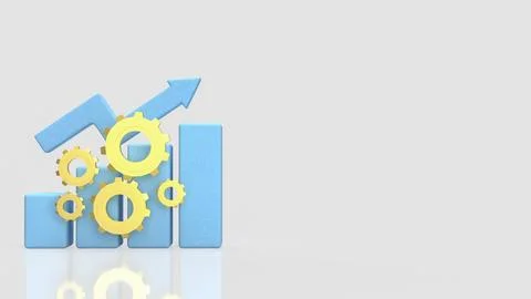Business Performance Optimization Concept with Gears and Growth Chart 3d re.. 스톡 일러스트