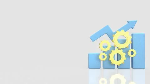 Business Performance Optimization Concept with Gears and Growth Chart 3d re.. Illustrazione stock