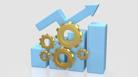 Business Performance Optimization Concept with Gears and Growth Chart 3d re.. 스톡 일러스트