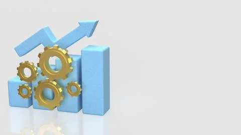 Business Performance Optimization Concept with Gears and Growth Chart 3d re.. 스톡 일러스트