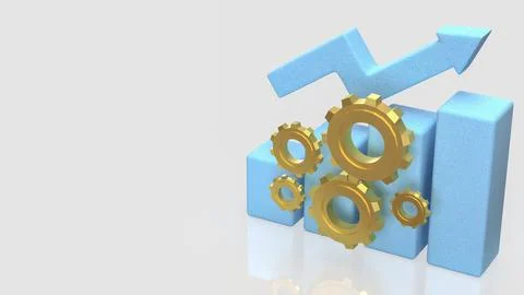 Business Performance Optimization Concept with Gears and Growth Chart 3d re.. 스톡 일러스트