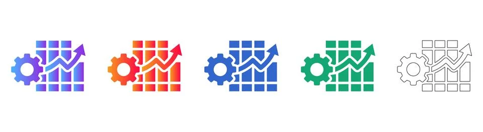 Business Performance Optimization Gear Icon Set Stock Illustration