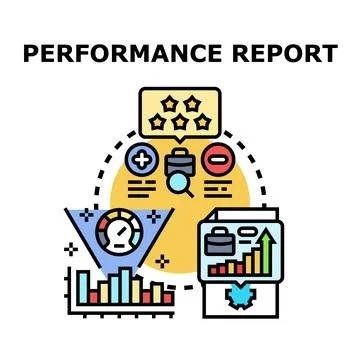 Business performance report analysis and evaluation concept Stock Illustration