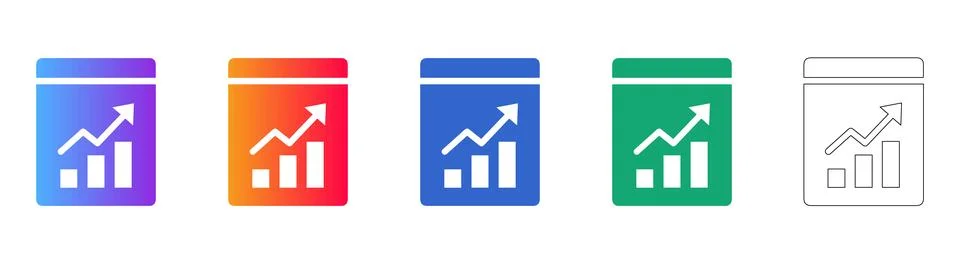 Business Performance Report Icon Set Stock Illustration