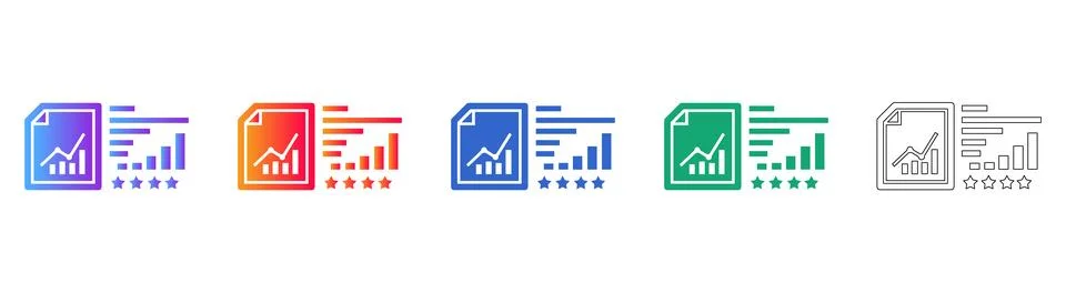 Business Performance Report Icon Set Illustrazione stock