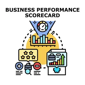 Business performance scorecard measuring strategy and growth Stock Illustration
