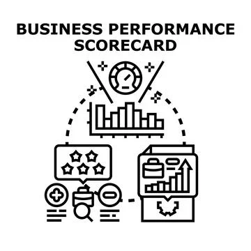 Business performance scorecard measuring strategy and growth Stock Illustration
