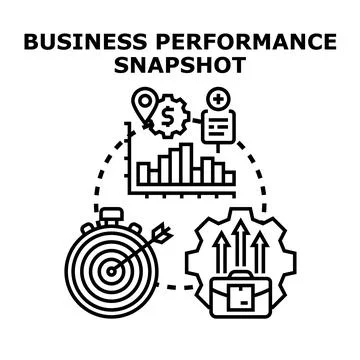 Business performance snapshot analyzing strategy and growth Stock Illustration