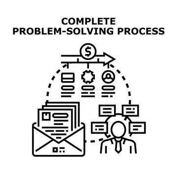 Business person analyzing information for problem solving process Stock Illustration