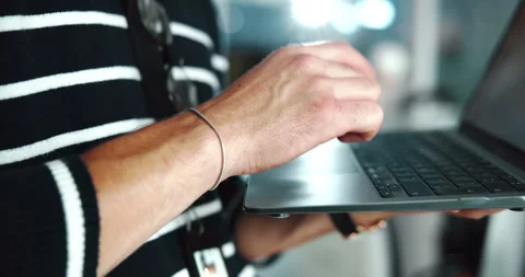 Business, person and hands of developer on laptop for research, programming and Stock Footage 309133025