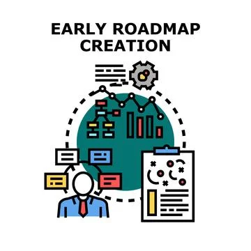 Business person creating project roadmap and development strategy イラスト素材