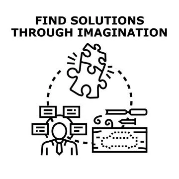 Business person finding creative solutions through imagination Stock Illustration