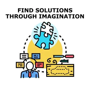 Business person finding creative solutions through imagination Stock Illustration
