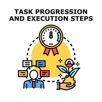 Business person managing task progression and execution steps Illustrazione stock