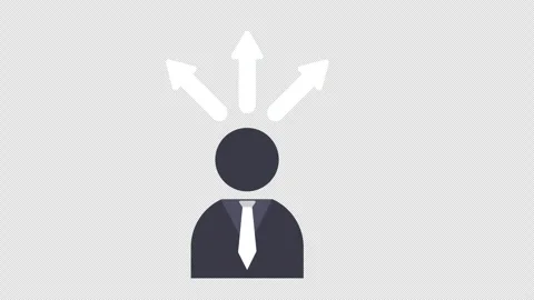 Business Person with Multiple Direction Arrows Decision Making Flat Animation Stock Footage 339763578