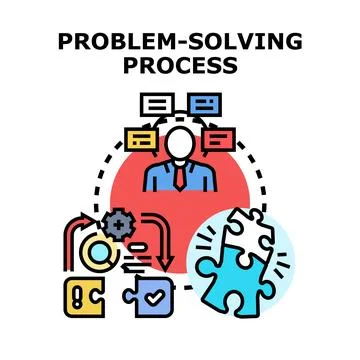 Business person problem solving process finding solution Stock Illustration