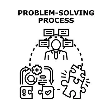 Business person problem solving process finding solution Stock Illustration